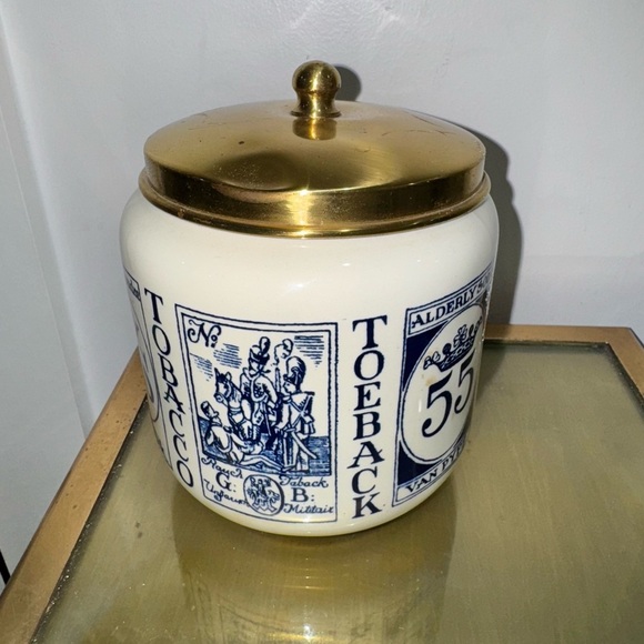Vintage Delft Royal Goedewaagen Tobacco Ginger Jar w/ Brass Lid - Picture 3 of 10